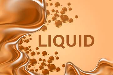 Abstract liquid caramel splash texture, luxury brown, rich fluid gradient background with copy space. Flowing wave form, elegant smooth glass shape design element decoration. Beauty backdrop banner.