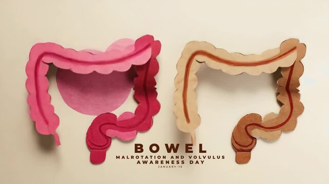 Bowel Malrotation and Volvulus Awareness Day. stomach concept animation.