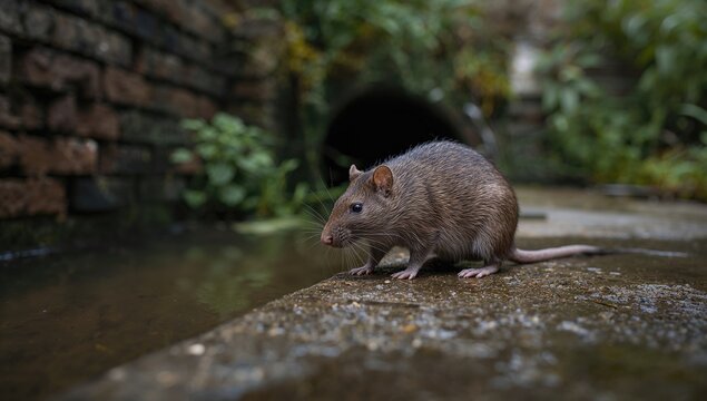 Urban brown rat, a common city dweller, potential pest risk