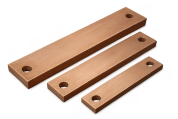 Copper busbars for power distribution, electrical conductivity, converting, and connecting high current applications