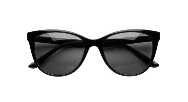 Black cat eye sunglasses, modern accessory for eye protection isolated on transparent background