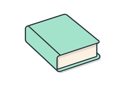 Isometric closed book with light green cover and beige pages