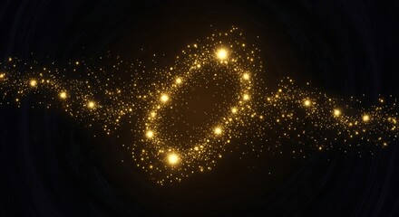 Abstract pattern of glowing golden lights on a dark background