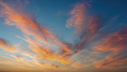 Fototapeta premium Colorful clouds with a rainbow hue in the sky, seasonal change