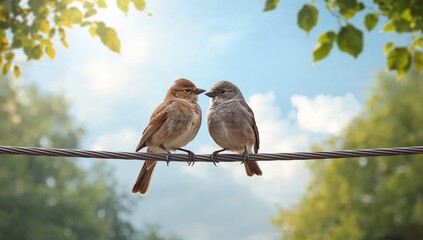 Pair of birds perched on a wire, illustrating teamwork