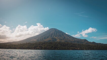 Naklejka premium Summit of the Volcanic Mountain on a Tropical Island