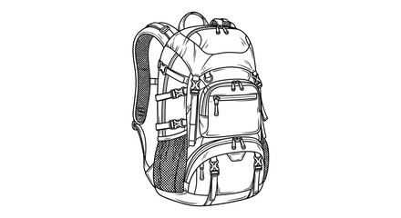 Backpack outline vector illustration hiking travel equipment