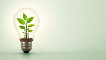 Tree growth inside a light bulb symbolizing energy conservation, highlighting ecological sustainability