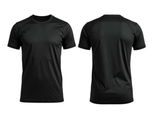 Simple black athletic t-shirt, front and back view