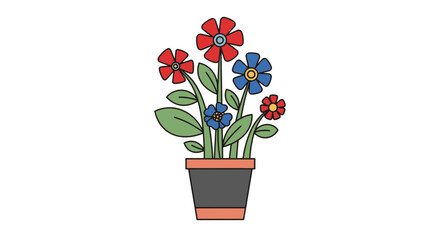 Colorful flower pot illustration vector art stock image