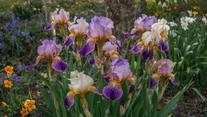 Iris Flowers Flourishing During the Spring Season, Symbolizing Seasonal Change