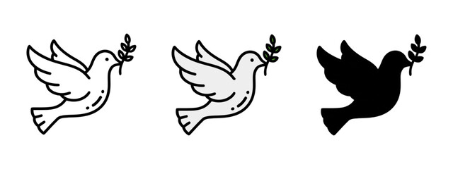 Dove Carrying Olive Branch in Peace Symbol Representations