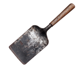 Vintage Metal Spatula with Wooden Handle for Cooking and Baking Isolated Transparent Background