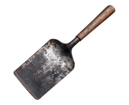 Vintage Metal Spatula with Wooden Handle for Cooking and Baking Isolated Transparent Background