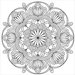 vector illustration of a flower mandala line art