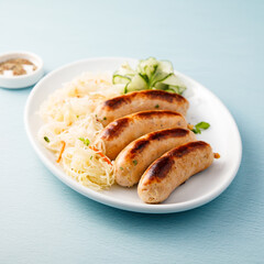 Homemade sausages with sauerkraut