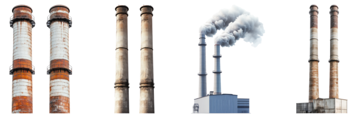 Industrial Smokestacks with Emissions in Urban Environment