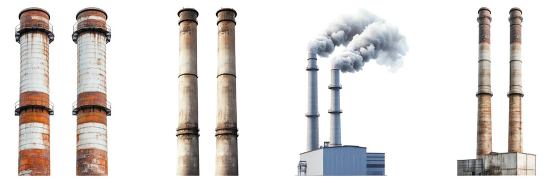 Industrial Smokestacks with Emissions in Urban Environment
