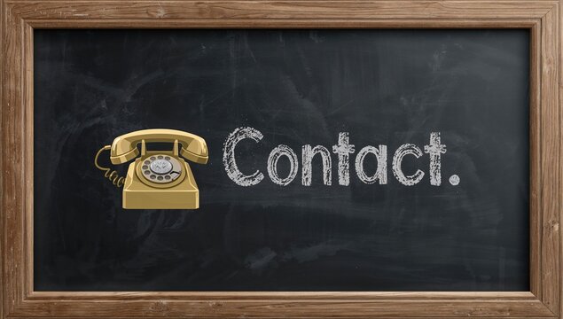 Icon representing contact on a blackboard, useful for educational presentations