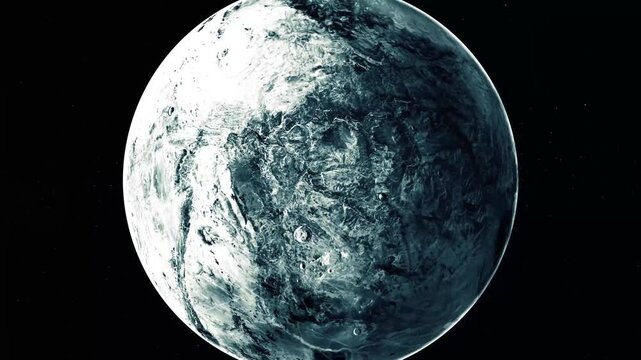 Detailed view of the 3d realistic haumea planet against a starry night sky