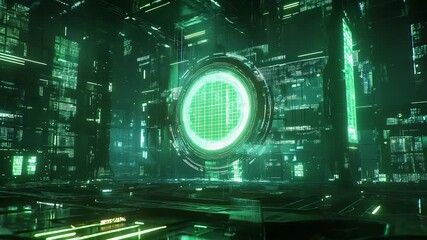 Digital data core processing in a modern server room - Powered by Adobe