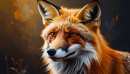 A captivating portrait of a vibrant fox with intense gaze and rich, warm coloring
