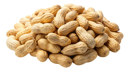Obraz premium A large pile of raw unshelled peanuts in their natural pods isolated on transparent background