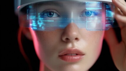 Close-up of smart glasses reflecting computer code and digital data for advanced technology and software development concept - Powered by Adobe
