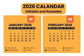 2026 Calendar design,Table calendar design,desk calendar Template