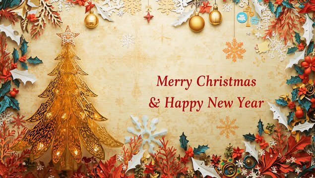 Festive Christmas and New Year backdrop, seasonal celebration theme
