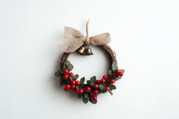 christmas wreath with linnen ribbon