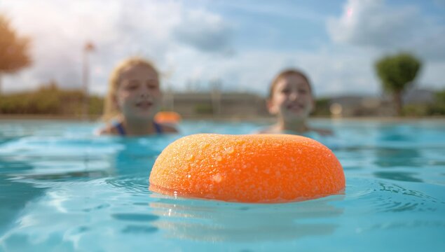 Orange swimming foam for pool safety, enhancing visibility