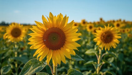 Fototapeta premium Vibrant sunflowers in full bloom, visually appealing floral display
