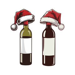 Christmas Wine Bottles with Santa Hats