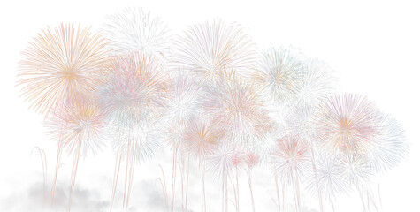 Fototapeta premium Glowing Fireworks PNG Transparent Night Sky Background