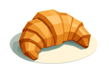 Golden baked croissant pastry on simple serving plate