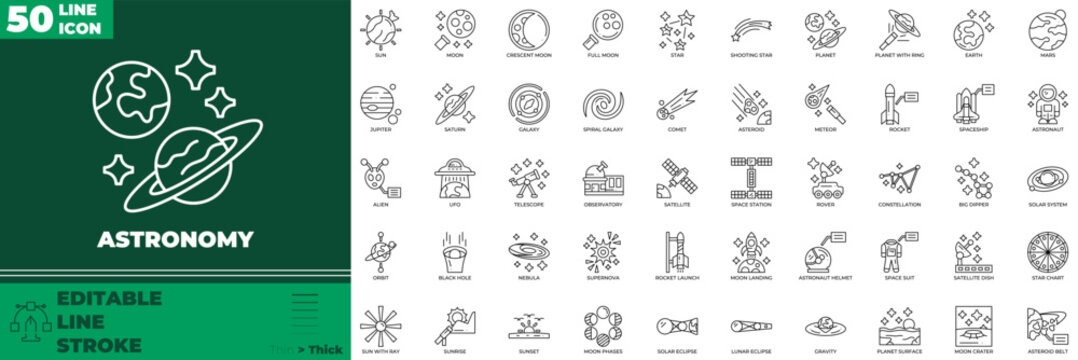 Astronaut Line Editable Icons set