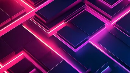 Abstract geometric pattern with neon pink light lines - Powered by Adobe