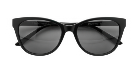 Black stylish cat eye sunglasses isolated on transparent background