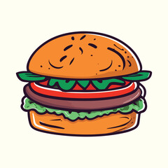 Classic Lineal Hand-Drawn Cheeseburger Illustration