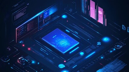 Digital data processing on abstract circuit board - Powered by Adobe