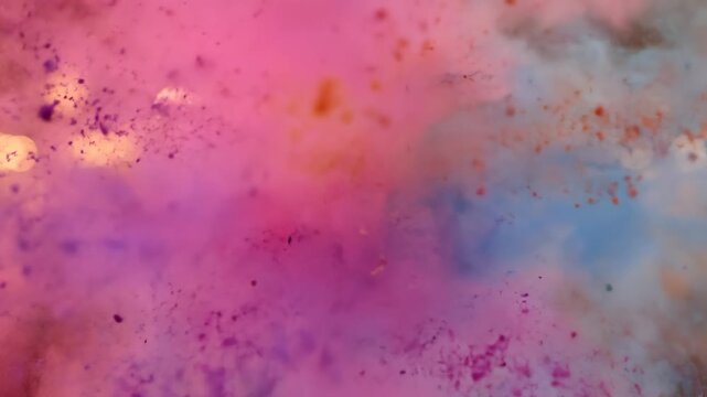 Colorful Holi Powder Exploding in Air at Traditional Celebration Event