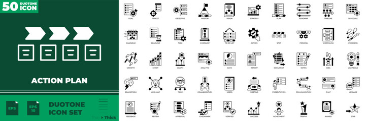 Action Plan Duotone Editable Icons set