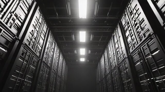 Data center server racks storing digital data