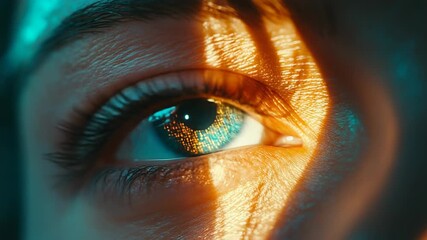Human eye with futuristic digital iris technology - Powered by Adobe