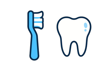 Minimalist graphic of toothbrush and molar tooth for dental health concept