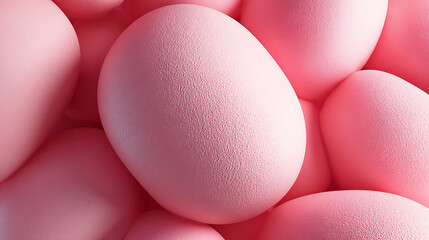 Soft pink ovate forms with textured surfaces oval smooth