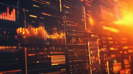 Digital data processing with charts and glowing graphs - Powered by Adobe