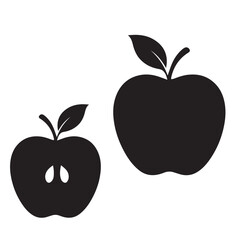 Apple Fruit Silhouette Vector Illustration Isolated on White Background