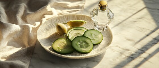 Fresh Cucumber and Pickled Baby Onion Slices
